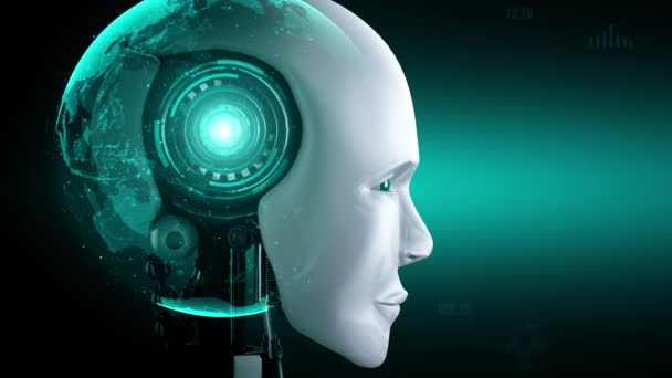 Futuristic Robot Artificial Intelligence Huminoid Industrial Factory Technology Development Machine — Stock videók