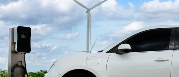 Progressive Combination Wind Turbine Car Future Energy Infrastructure Electric Vehicle — Photo