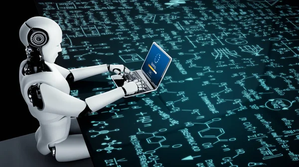 Illustration Robot Using Modish Computer Software — Stock Photo, Image