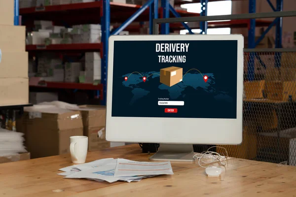 stock image Delivery tracking system for e-commerce and modish online business to timely goods transportation and delivery