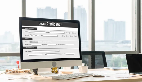 Online Loan Application Form Modish Digital Information Collection Internet Network — Stock Photo, Image