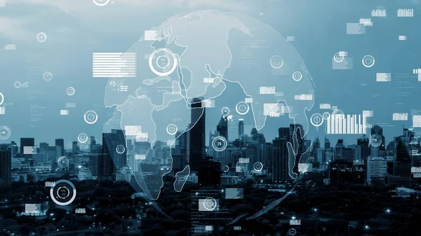 Globale Vernetzung Und Veränderung Des Internetnetzes Der Smart City Konzept — Stockfoto
