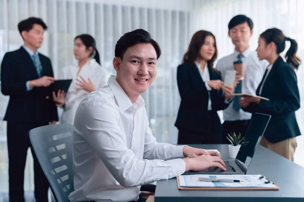 Portrait Focus Young Successful Confident Male Manager Executive Wearing Business — Foto de Stock