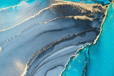 Mermer mürekkep soyut sanatının orijinal resmi. Örnek bir orjinal tablodan yüksek çözünürlüklü fotoğraf. Karargah kağıt dokusuna pürüzsüz mermer desen oluşturmak için soyut resim yapıldı.