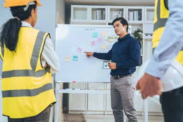 Team Investor Competent Engineers Brainstorming Whiteboard Find New Ideas Making — Stock Photo, Image