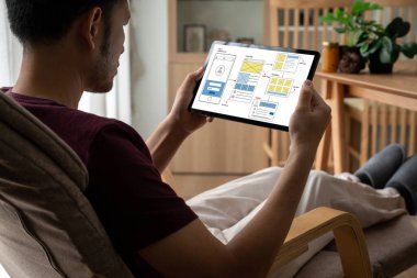 Model mobil uygulama ve web sitesi için UX UI tasarım süreci. Profesyonel uygulama geliştiricisi için kablo grafiğinin yaratıcı prototipi .