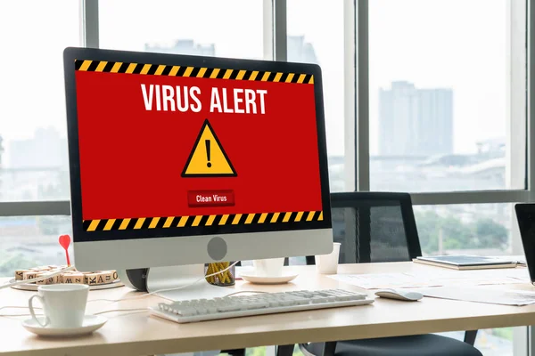 Vírusriadó Számítógép Képernyőjén Észlelt Modish Cyber Fenyegetés Hacker Számítógépes Vírus — Stock Fotó