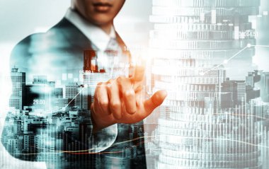 Businessman analyst working with digital finance business data graph showing technology of investment strategy for perceptive financial business decision. Digital economic analysis technology concept.