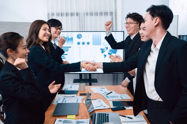 Businesspeople Shake Hand Successful Agreement Meeting Office Worker Colleague Handshake — Fotografia de Stock