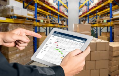 Ekip projesinin zaman çizelgesini gösteren bilgisayar ekranında, modern iş projesi yönetimi için proje planlama yazılımı