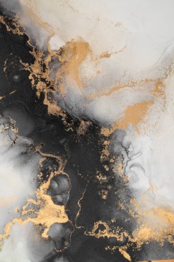 Soyut arkaplan için özgün tablodaki mermer mürekkep soyut sanat. Resim, Kintsuki mürekkep sanatının düz mermer arkaplan desenini yaratmak için yüksek kaliteli kağıt dokusuna boyanmış. .