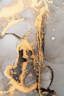 Mermer mürekkep soyut sanatının orijinal resmi. Örnek bir orjinal tablodan yüksek çözünürlüklü fotoğraf. Karargah kağıt dokusuna pürüzsüz mermer desen oluşturmak için soyut resim yapıldı.