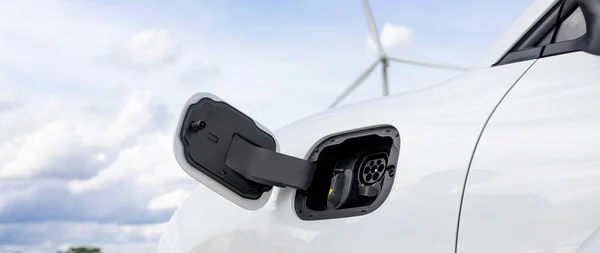 Progressive Combination Wind Turbine Car Future Energy Infrastructure Electric Vehicle — 스톡 사진