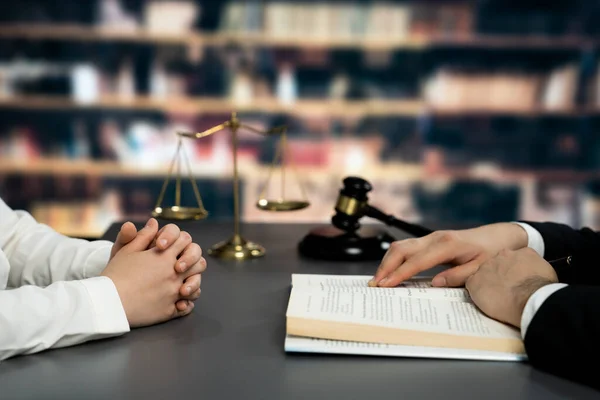 Closeup Lawyer Colleagues Preparing Lawsuit Litigation Reading Pointing Hand Legal — Stock Photo, Image