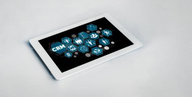 CRM işletme ve işletme için modern bilgisayarda müşteri ilişkileri yönetim sistemi