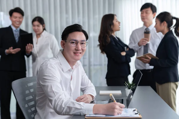 Portrait Focus Young Successful Confident Male Manager Executive Wearing Business — 스톡 사진