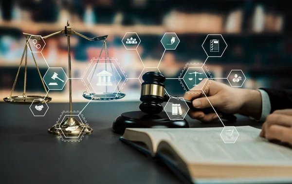 Smart Lagstiftning Ikoner För Juridisk Rådgivning Och Arbetsverktyg För Advokater — Stockfoto