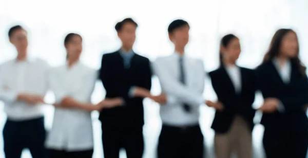 Blurry Image Businesspeople Holding Hand Line Show Concept Unity Teamwork — Stok fotoğraf
