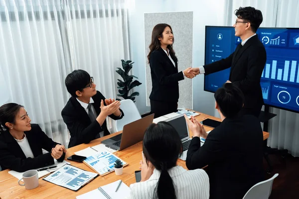 Businesspeople Shake Hand Successful Agreement Meeting Office Worker Colleague Handshake — Zdjęcie stockowe