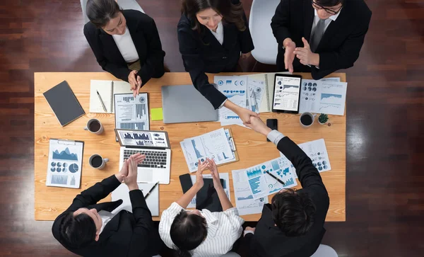 Top View Business Team Financial Data Analysis Meeting Business Intelligence — Stockfoto