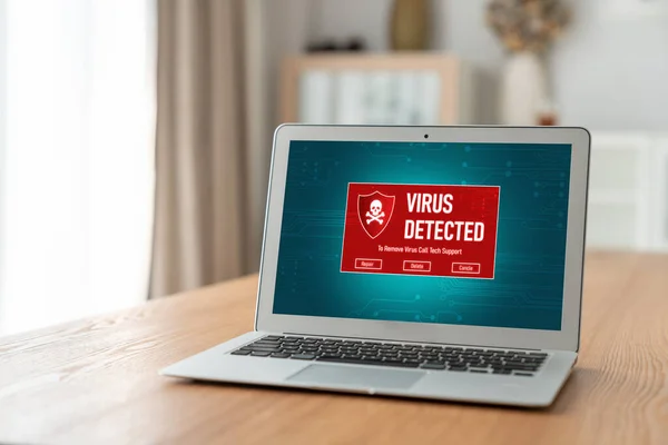 Bilgisayar Ekranındaki Virüs Uyarısı Mobil Siber Tehdit Hacker Bilgisayar Virüsü — Stok fotoğraf
