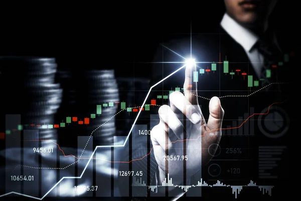 Businessman Analyst Working Digital Finance Business Data Graph Showing Technology — Foto de Stock