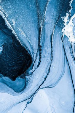 Mermer mürekkep soyut sanatının orijinal resmi. Örnek bir orjinal tablodan yüksek çözünürlüklü fotoğraf. Karargah kağıt dokusuna pürüzsüz mermer desen oluşturmak için soyut resim yapıldı.