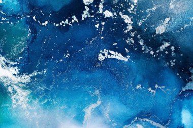 Soyut arkaplan için özgün tablodaki mermer mürekkep soyut sanat. Boyama, ombre alkol mürekkebinin pürüzsüz mermer arkaplan desenini yaratmak için yüksek kaliteli kağıt dokusuna boyanmış. .