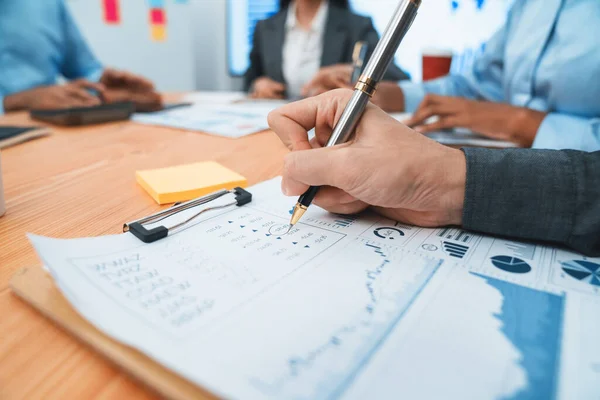 Analyst Team Writing Planning Marketing Using Dashboard Data Analyze Financial — Stock Photo, Image