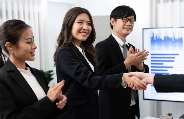 Businesspeople Shake Hand Successful Agreement Meeting Office Worker Colleague Handshake — ストック写真