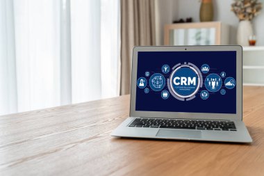 CRM işletme ve işletme için modern bilgisayarda müşteri ilişkileri yönetim sistemi