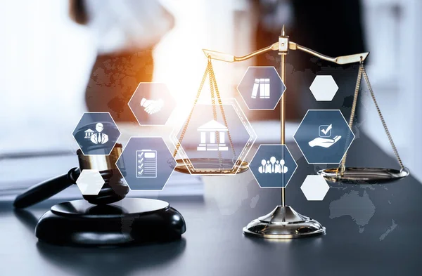 Smart Lagstiftning Ikoner För Juridisk Rådgivning Och Arbetsverktyg För Advokater — Stockfoto