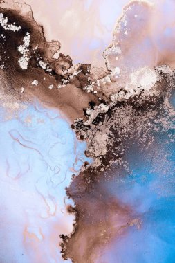 Soyut arkaplan için özgün tablodaki mermer mürekkep soyut sanat. Boyama, ombre alkol mürekkebinin pürüzsüz mermer arkaplan desenini yaratmak için yüksek kaliteli kağıt dokusuna boyanmış. .