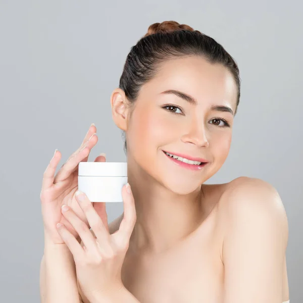 Glamorous Beautiful Perfect Cosmetic Skin Soft Makeup Woman Portrait Hold — Stockfoto