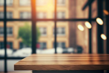 Bulanık ofis arka planında çalışma masası. Kusursuz.