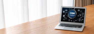 CRM işletme ve işletme için modern bilgisayarda müşteri ilişkileri yönetim sistemi