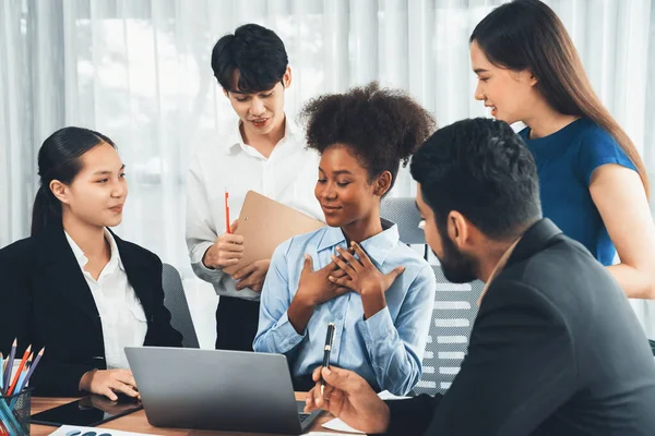 Happy Diverse Business People Work Together Discussing Corporate Office Professional — Stock Photo, Image