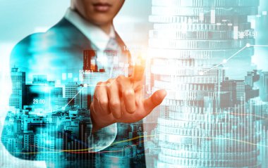 Businessman analyst working with digital finance business data graph showing technology of investment strategy for perceptive financial business decision. Digital economic analysis technology concept.