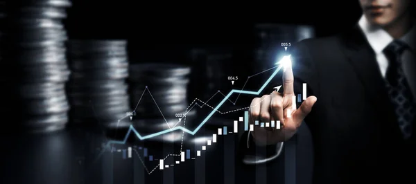 Businessman Analyst Working Digital Finance Business Data Graph Showing Technology — Fotografia de Stock