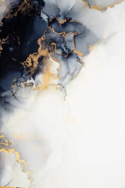 Soyut arkaplan için özgün tablodaki mermer mürekkep soyut sanat. Resim, Kintsuki mürekkep sanatının düz mermer arkaplan desenini yaratmak için yüksek kaliteli kağıt dokusuna boyanmış. .