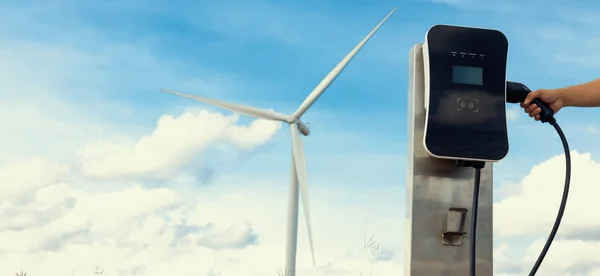 Progressive Natural Scenic Windmill Generator Hand Insert Charging Plug Electric — Fotografia de Stock