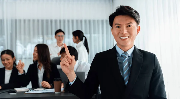 Portrait Focus Young Successful Confident Male Manager Executive Wearing Business — Stockfoto