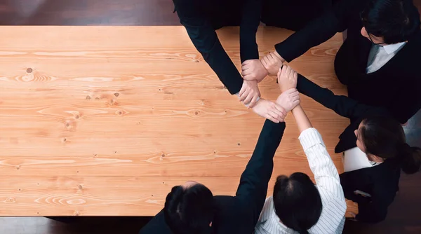 Top View Cohesive Group Business People Join Hands Stack Together — Stock Photo, Image