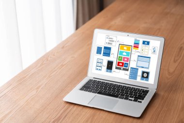 Model mobil uygulama ve web sitesi için UX UI tasarım süreci. Profesyonel uygulama geliştiricisi için kablo grafiğinin yaratıcı prototipi .
