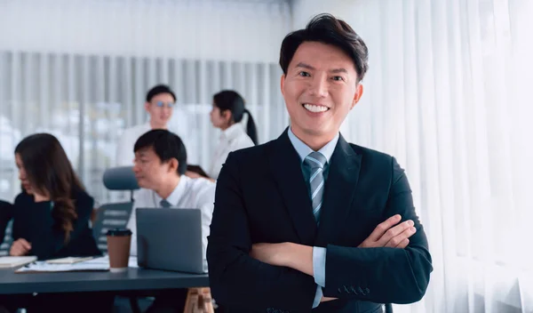 Portrait Focus Young Successful Confident Male Manager Executive Wearing Business — Stock Photo, Image