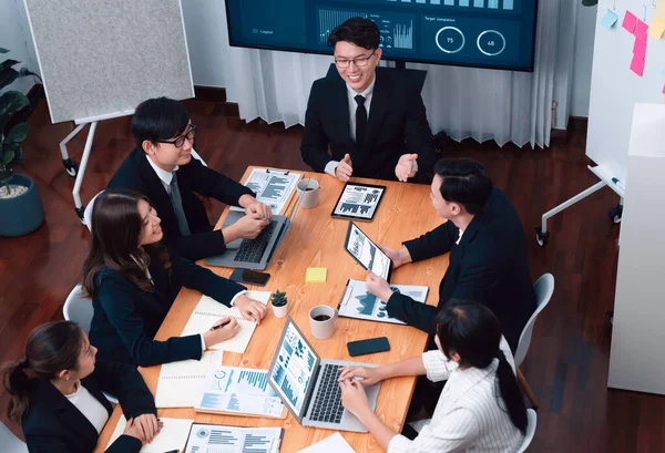 Top View Business Team Financial Data Analysis Meeting Business Intelligence — Φωτογραφία Αρχείου
