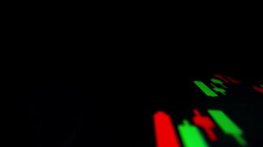 Yakın çekim makro çekim grafiği LED ekranda, büyüme grafiğini ekonomik patlama ya da boğa piyasa noktası konsepti olarak gösteriyor. Finansal yatırım için uygun pozitif borsa.