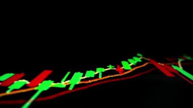 Yakın çekim makro çekim grafiği LED ekranda, büyüme grafiğini ekonomik patlama ya da boğa piyasa noktası konsepti olarak gösteriyor. Finansal yatırım için uygun pozitif borsa.