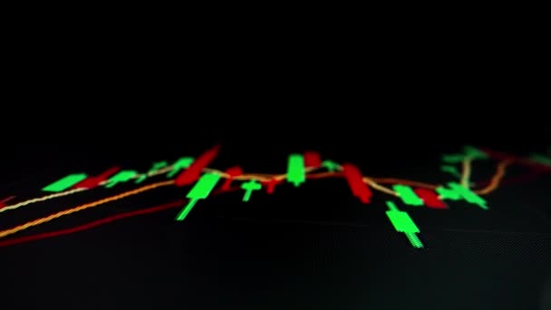 Detailní Makro Výstřel Pohybu Stock Graf Zobrazený Led Obrazovce Zobrazující — Stock video