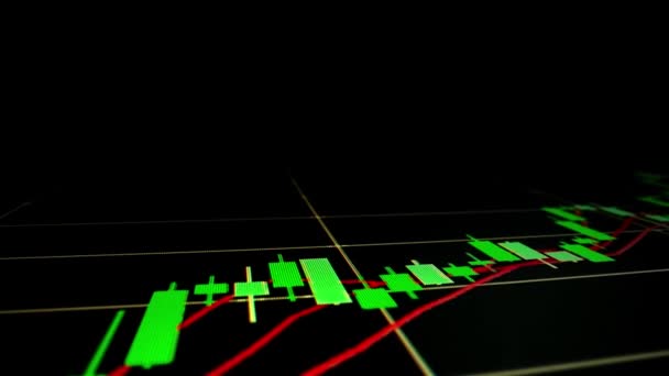 Szekrény Makro Lövés Mozgása Stock Graph Jelenik Meg Led Képernyőn — Stock videók